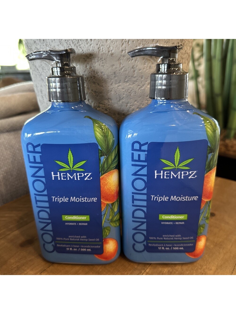 2 BOTTLES HEMPZ TRIPLE MOISTURE FRESH CITRUS 17 OZ  CONDITIONER FOR DRY DAMAGED